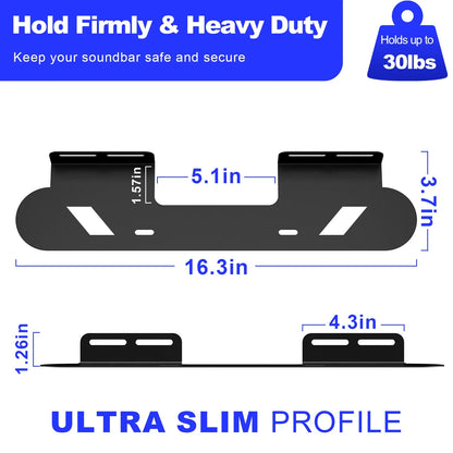 Universal Speaker Bracket Sound Bar Wall Mount Brackets Space Saving Hold up to 30 lbs Fits Most Soundbar Wall Mount Shelf