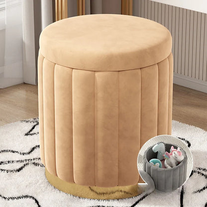 Makeup stool light luxury round stool chair bedroom Internet celebrity storage bench sofa stool dresser stool makeup chair small