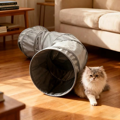 Foldable S-shaped Cat Tunnel Toy, Plush Interactive Cat Maze, Retractable Indoor Outdoor Play Tunnel, Durable Hideaway for Pets