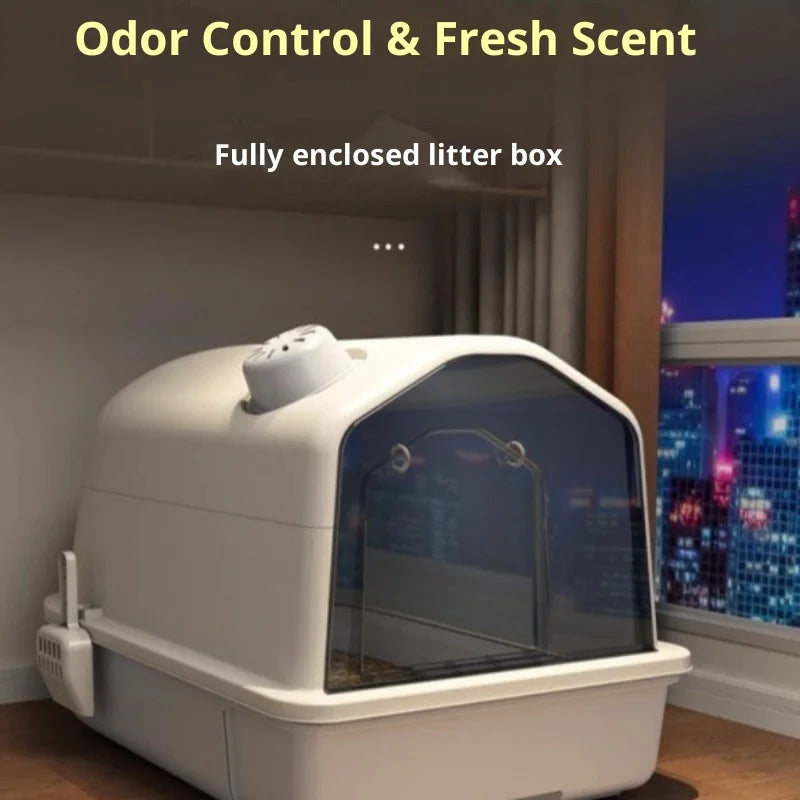 Extra Large Cat Litter Box Enclosed Clean Smell Control Anti Splash Easy Clean Cat Toilet Scratchers Litter Scoop Cat Toilet