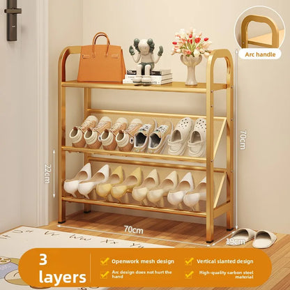 Steel shoe rack household door simple storage space saving metal multi-layer narrow shoe cabinet