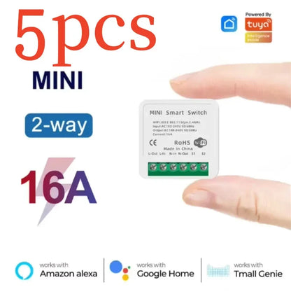 16A Tuya WiFi Smart Switch Module 2-way Control Mini Switch Breaker Smart Life Work With Alexa Google Alice