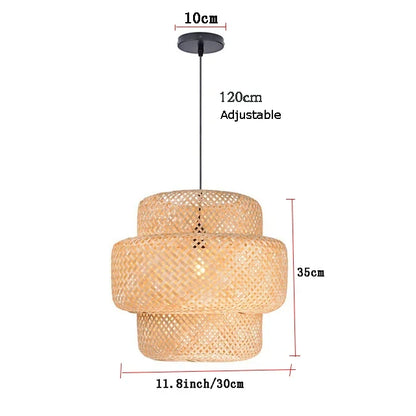 Modern 30cm E27  Bamboo Pendant Light Hand Woven Bamboo Art Chandelier Dining Room Lantern Chandelier Bedroom Dining Room Lamp