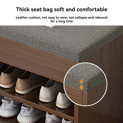 Entrance panel entrance, entrance hall, shoe wearing stool, entrance for sitting, long stool, shoe cabinet, shoe rack integrated