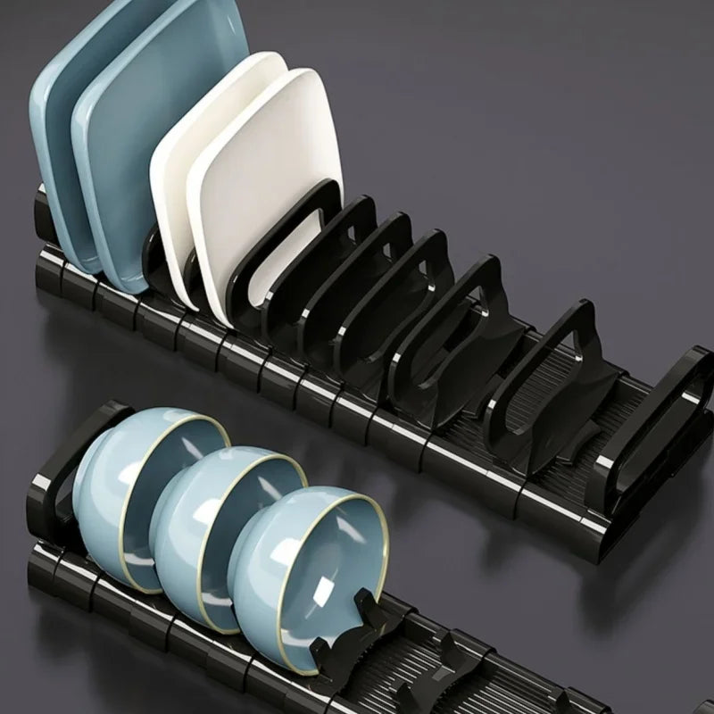 Kitchen Bowls Dish Storage Rack Adjustable Buckle Cabinet Drawer Storage Holder Dish Drain Rack Kitchen Drainage Storage Tools
