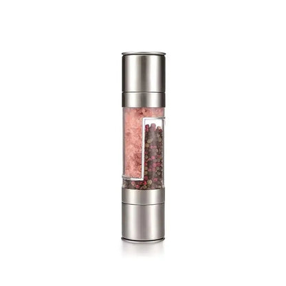 Manual Stainless Steel Salt and Pepper Grinder, Adjustable Ceramic Grinding Spice Mill, Kitchen Tool, 2 in 1