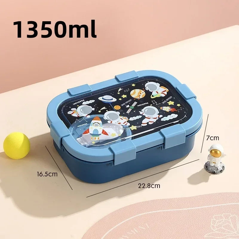1000/1350ml Portable Cartoon Bento Box with Soup Bowl  Lunch Box Buckle Design Sealed Leak-proof Picnic Food Storage Container