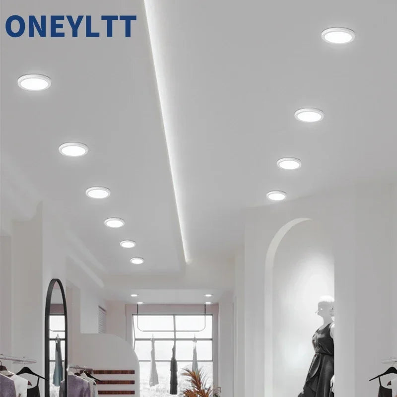 LED Panel Lights Ultra thin Ceiling Downlight 50mm to 200mm Cut Hole Adjustable Panel Light AC85-265V Indoor Lighting Lamp