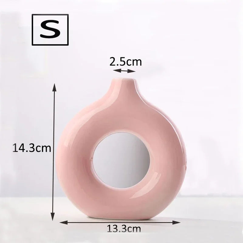 Nordic Style Flower Vase Morandi Geometric Vase Ceramic Art Crafts Bedroom Living Room Desktop Decoration Vase Decoration Home