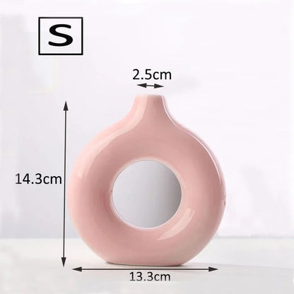 Nordic Style Flower Vase Morandi Geometric Vase Ceramic Art Crafts Bedroom Living Room Desktop Decoration Vase Decoration Home