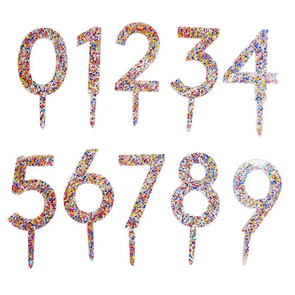 Sparkling 0-9 Number Happy Birthday Cake Topper Gold Acrylic Wedding Cake Topper Kids Birthday Party Cake decoration Baby shower