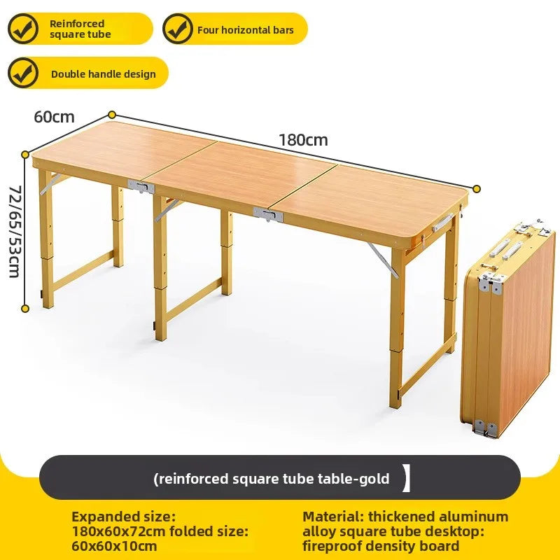 Folding table stall foldable outdoor portable rectangular small table camping picnic night market folding table and chairs