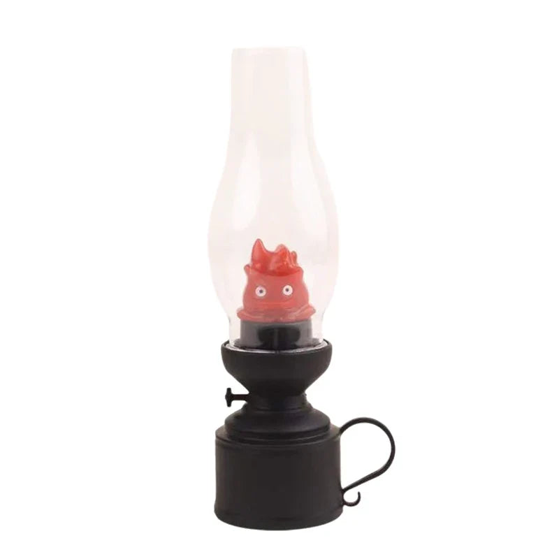 Calcifer Flameless Night Light Halloween Retro Decorative Candle Light Cartoon Anime Kerosene Lamp Bedroom Bedside Table Lamp