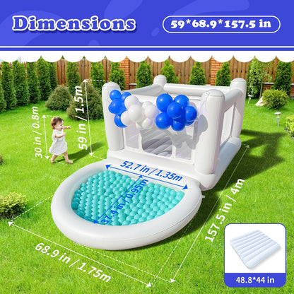 Sold out White Bounce House with Pump Kids Ball Pit Bounce House for Kids 3-6 Birthday Indoor or Outdoor Playhouse Customization