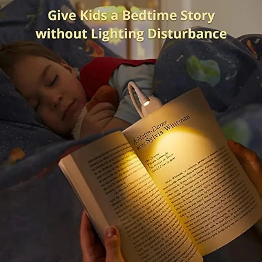 LED Reading Light USB Rechargeable Mini Book Light Clip-on Bed Night Light Stepless Dimmable Eye Protection Desk Lamp for Kids
