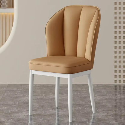 Cream Dining Chair - Modern Minimalist Lounge Chair with Wooden Legs, Mid-Century Accent Chair for Living Room & Dining Room