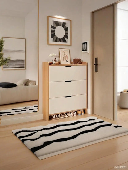 Solid wood ultra-thin flip shoe cabinet, home use, entrance door, foyer storage cabinet, new style wall-mounted shoe rack