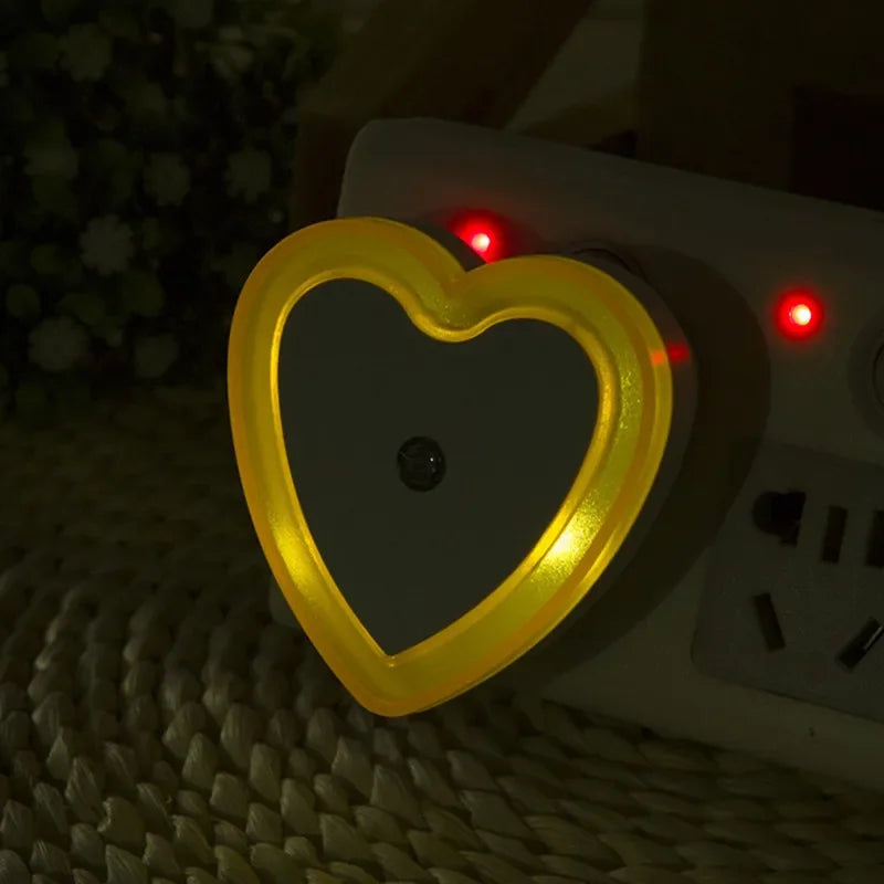 LED Night Lights Heart-shaped  Wireless Sensor EU/US Plug Night Ligh Bedroom Living Room Baby Room Lighting Energy-saving Light