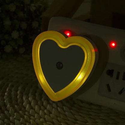 LED Night Lights Heart-shaped  Wireless Sensor EU/US Plug Night Ligh Bedroom Living Room Baby Room Lighting Energy-saving Light