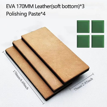 Double Side Leather Strop for Knife Sharpening Stropping Block Kit with Polishing Compound Knife Sharpening Double Side