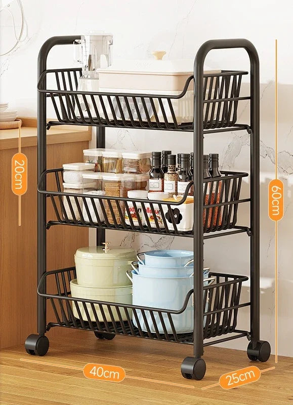 Slim Multi Tier Rolling Kitchen Trolley Organizer Cart Wheels Foldable Mobile Storage Rack Pantry Balcony Bedroom Living Room