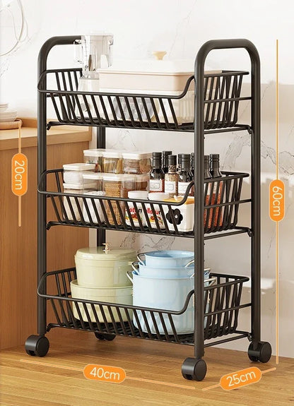 Slim Multi Tier Rolling Kitchen Trolley Organizer Cart Wheels Foldable Mobile Storage Rack Pantry Balcony Bedroom Living Room