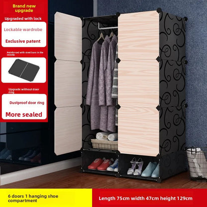 Portable Fabric Wardrobe Closet Easy Assembly Clothes Storage Cabinet Bedroom Rental Organizer Lightweight Durable Furniture