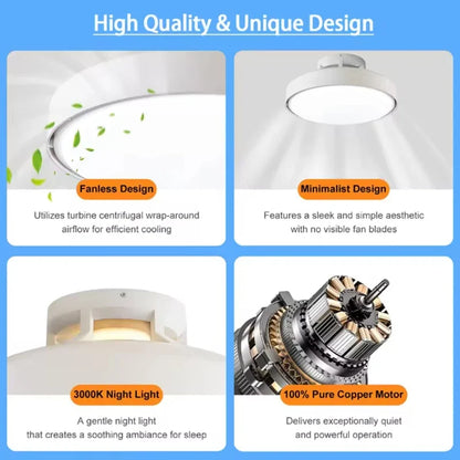 Modern LED Invisible Bladeless Ceiling Fan Lights 6speed Remote Control Dimming Fan Lamp Bedroom Restaurant Electric Fans