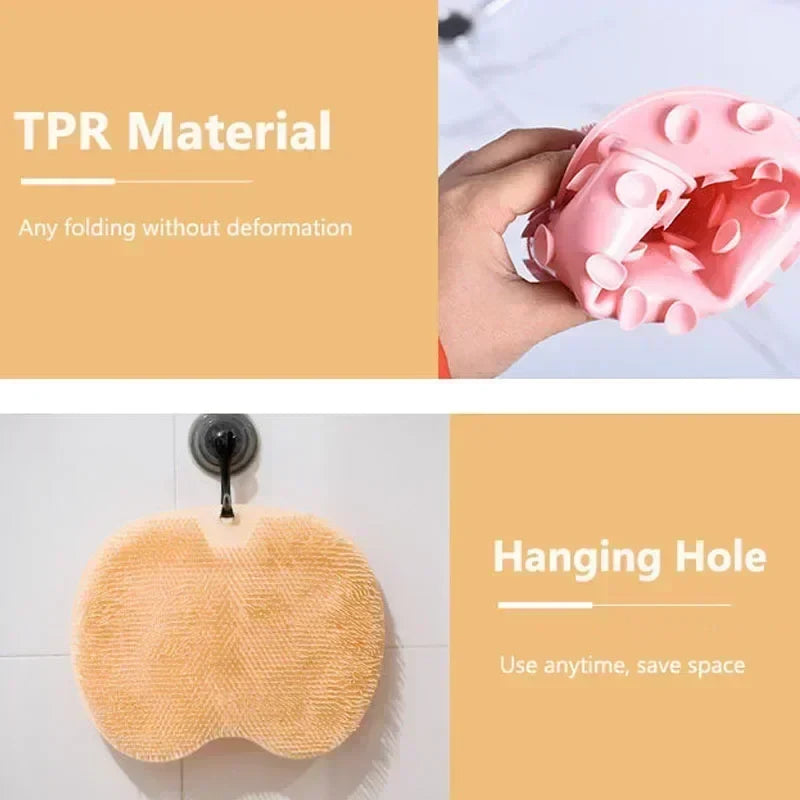 Silicone Rub Back Brush Bathroom Non-slip Wash Foot Pad Massage Shower Mat with Sucker Bath Massage Foot Exfoliating Brush Pad