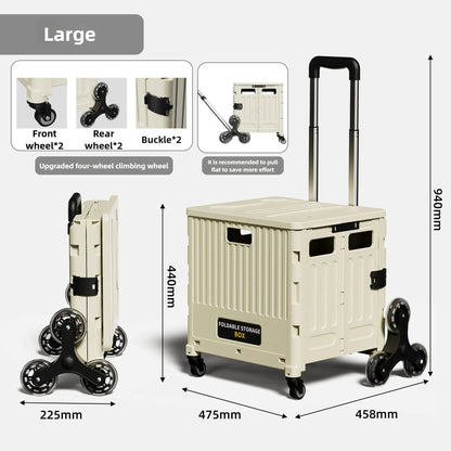 Household multi-functional shopping trolley, portable folding shopping trolley, trailer, camping, large-capacity storage box