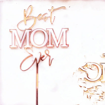 Happy Mothers Day birthday Cake Topper Gold Simple design Acrylic MOM Party Cake Toppers Mother's Day Gifts Dessert Decoration