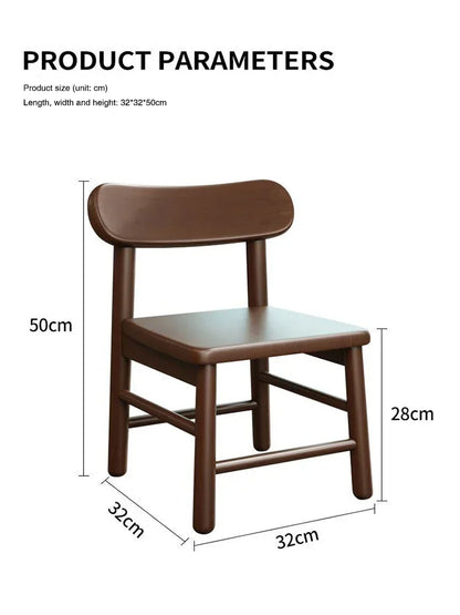 Solid Wood Backrest Chair Household Living Room Small Low Stool Dining Chair Non-Slip Children's Bedroom Shoe Change Stool
