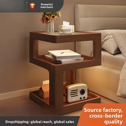 Solid wood bedside table, bedroom bedside storage, household sofa edge