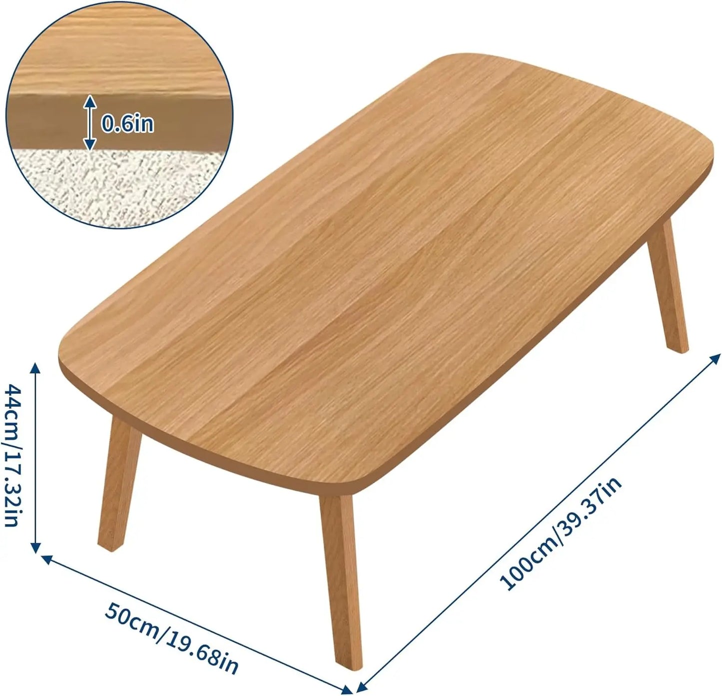 Rectangular Wooden Foldable Coffee Sofa Table Tatami Tea Table with Folding Legs Portable Laptop Desk for Home Office Balcony