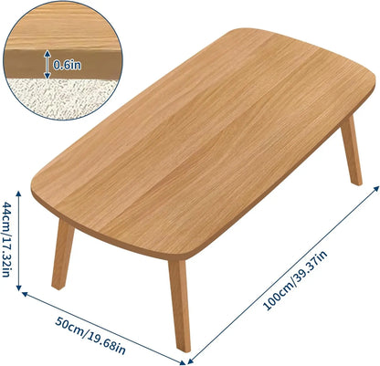 Rectangular Wooden Foldable Coffee Sofa Table Tatami Tea Table with Folding Legs Portable Laptop Desk for Home Office Balcony