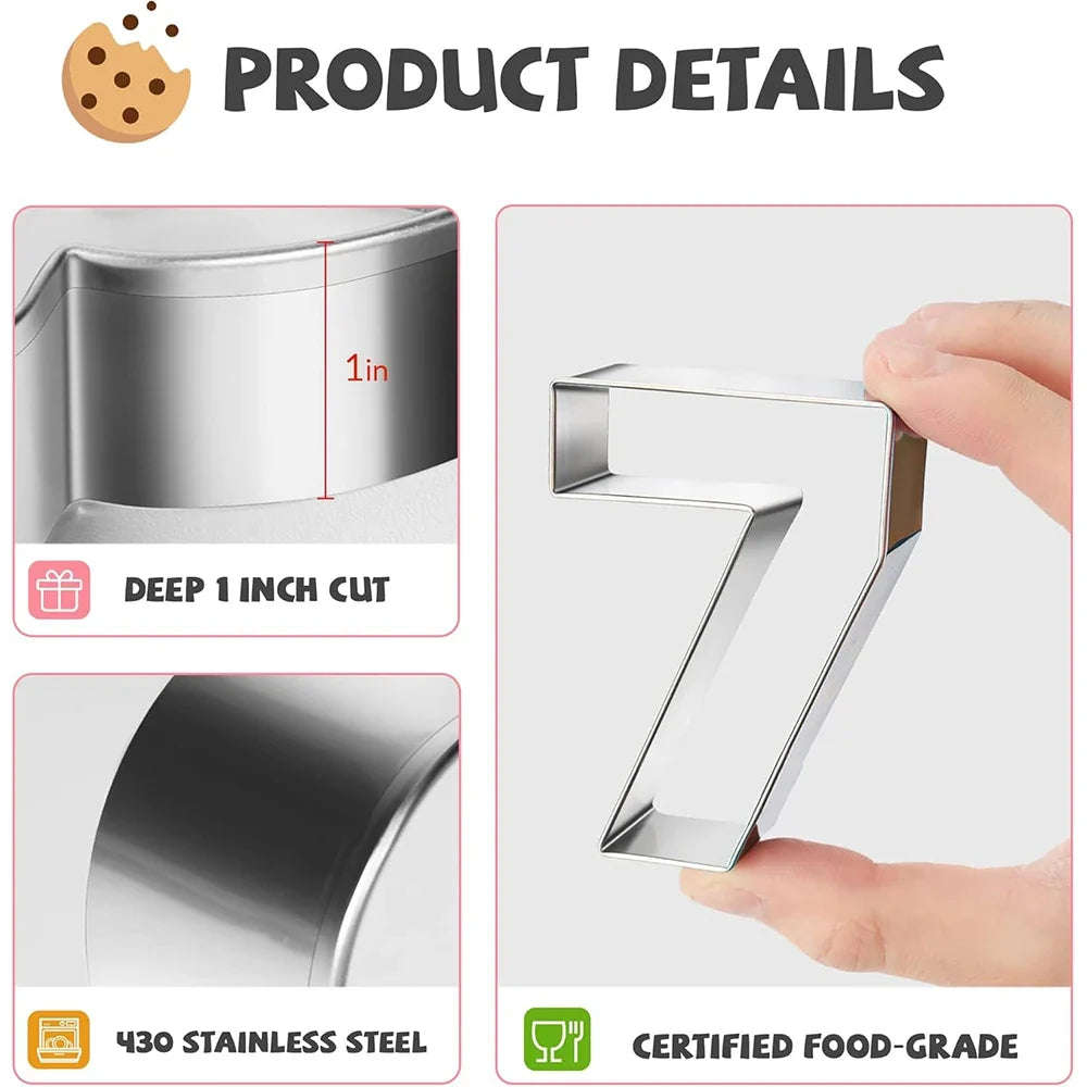 9PCS Number Cookie Cutters Set Birthday Numbers 0-8 Stainless Steel Cookie Cutters Shapes DIY Fondant Cutter Molds YY214