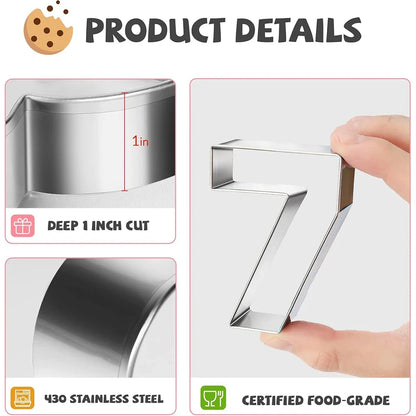 9PCS Number Cookie Cutters Set Birthday Numbers 0-8 Stainless Steel Cookie Cutters Shapes DIY Fondant Cutter Molds YY214