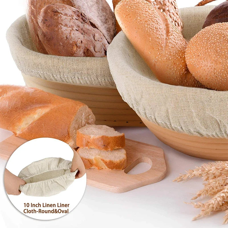 Banneton Bread Proofing Basket Round Oval Sourdough Baskets Bread Baking Dough Rising Ratten Bowls with Liners For Bakery YY087