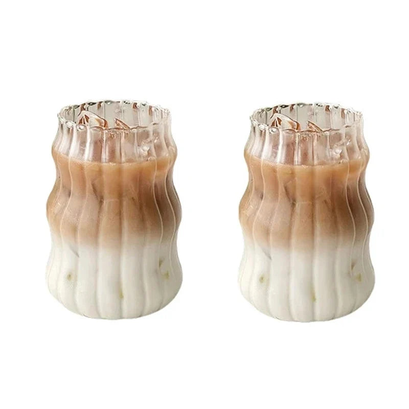 1/2pcs Clear Glass Cup Creative Ins Exquisite Heat-resistant Tumbler Tea Juice Milk Coffee Mug Home Office Cocktail Beer Glasses