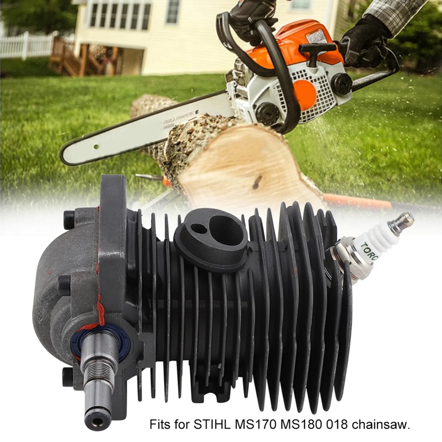 Cylinder Piston Crankshaft Engine Motor 38MM Cylinder Piston Crankshaft for  MS170 MS180 018 Chainsaw Engine Motor Cylinder