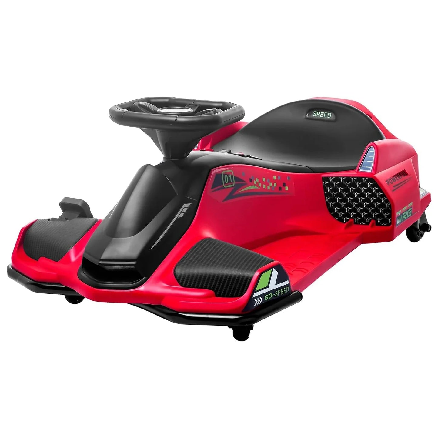 24V Electric Go-Kart Kids Outdoor Ride On Drift Racing Car Toy with Variable Speeds Up to 7.5 Mph,LED Lights,Music,USB Port