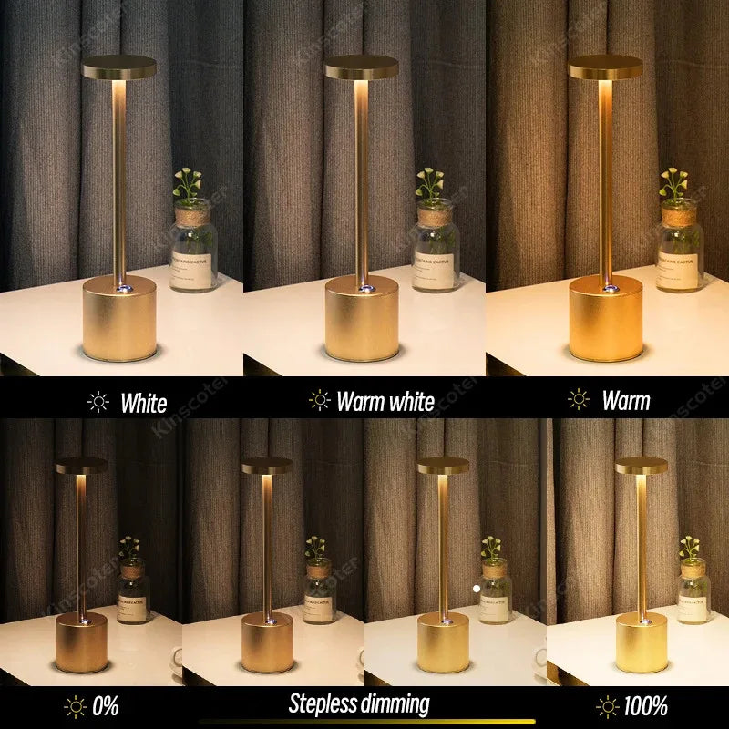 Table Lamp LED Touch Sensor Desktop Night Light Rechargeable Wireless Reading Lamp 3Colors Adjustable Creative Ambient Light
