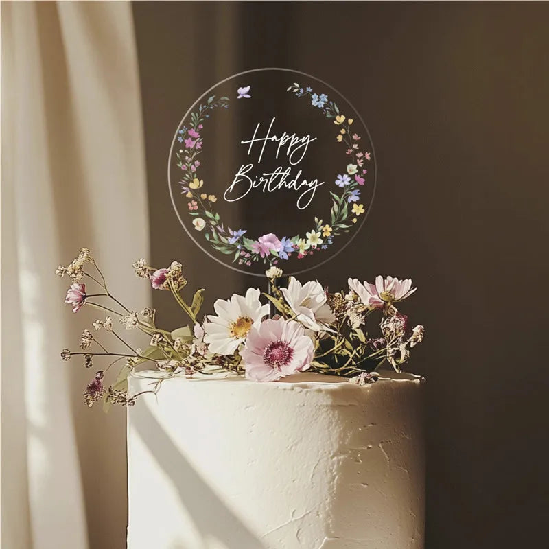 2025 New Happy Birthday Cake Toppers Decoration Unique Acrylic MR&MRS Wedding Party Cake Toppers for Baby Shower Baking Supplies