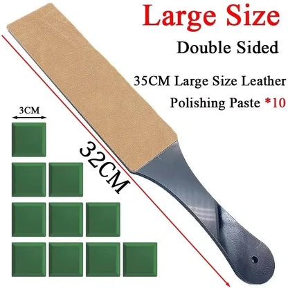 Double Side Leather Strop for Knife Sharpening Stropping Block Kit with Polishing Compound Knife Sharpening Double Side