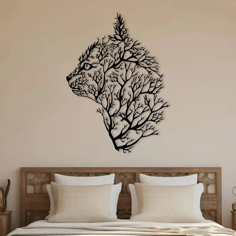 Charming Cat and Tree Metal Wall Art - Minimalist Decor for Bedroom, Living Room, Office - Perfect Housewarming Gift