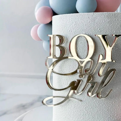 New Acrylic Kids Happy Birthday Cake Toppers Gold Boy or Girl Birthday Party Cake Topper for Baby Shower Gift Dessert Decoration