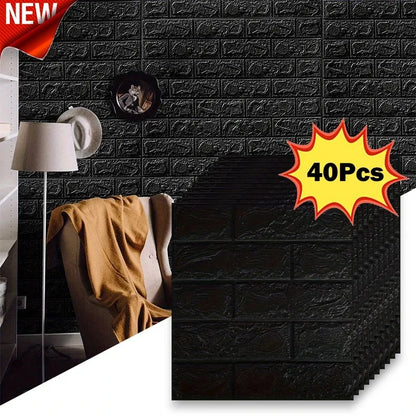 40Pcs 38.5X35cm Imitation Brick Wallpaper Self-adhesive Waterproof Moisture-proof Living Room Background Bedroom Wall Decoration