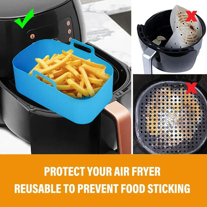 2pc/1pc Air Fryer Silicone Tray Rectangle Oven Baking Basket Reusable Liner Insert Dish Fried Chicken for Airfryers Accessories