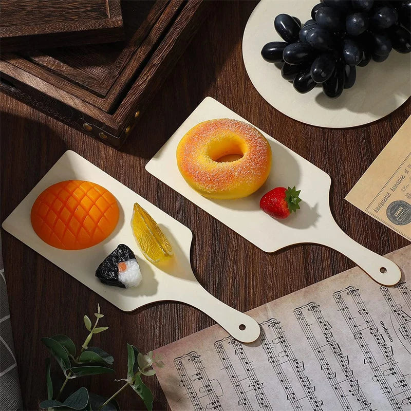 3/6/10Pcs Wooden Cutting Board Craft with Handle Wooden Chopping Board Unfinished Round Charcuterie Cheese Boards for Christmas