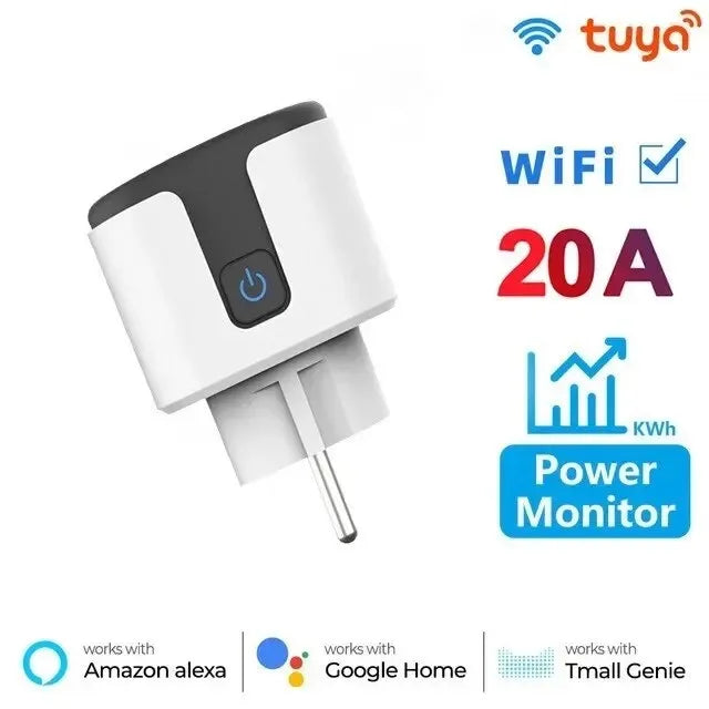 Tuya WIFI Smart Socket EU 16A/20A Wifi/Zigbee Smart Plug With Power Monitoring Smart HomeVoice Control Support Google Home Alexa